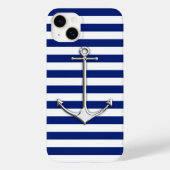 Silver Thin Anchor op Nautical Stripes Case-Mate iPhone Case (Achterkant)