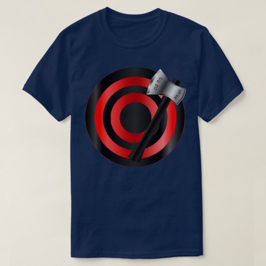 Silver Throwing Hatchet Black op Red Throwing Targ T-shirt (Design voorkant)