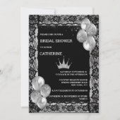 Silver tiara Black Lace ballonnen elegant  Kaart (Voorkant)