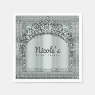 Silver Tiara Crown & Diamond Bling Party Elegant Servetten