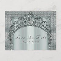 Silver Tiara Crown & Diamond Bling Save the Date