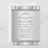 Silver Tiara & Floral Photo Quinceanera Invitation Kaart (Achterkant)