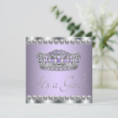 Silver Tiara Lavender Paarse Baby shower Kaart (Staand voorkant)