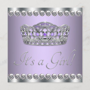 Silver Tiara Lavender Paarse Baby shower Kaart
