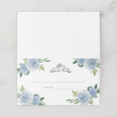 Silver Tiara Light Blue Floral Quinceanera Party Plaatskaartje (Buitenkant ongevouwen)