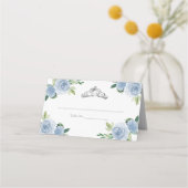 Silver Tiara Light Blue Floral Quinceanera Party Plaatskaartje (Voorkant)