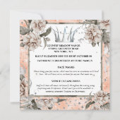 Silver tiara shabby chic floral glitter peach kaart (Achterkant)