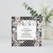 Silver tiara shabby chic floral mermaid schalen kaart (Staand voorkant)