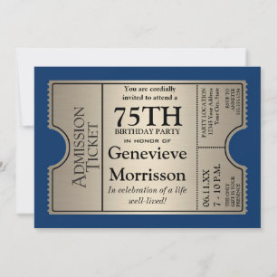 Silver Ticket Style 75th Birthday Party nodigt uit Kaart