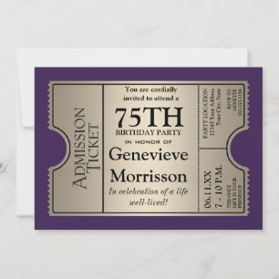 Silver Ticket Style 75th Birthday Party nodigt uit Kaart