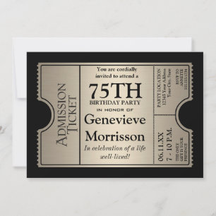Silver Ticket Style 75th Birthday Party nodigt uit Kaart