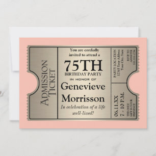 Silver Ticket Style 75th Birthday Party nodigt uit Kaart