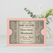 Silver Ticket Style Nieuwe Baby Shower Party Uitno Kaart (Staand voorkant)