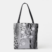 Silver Tiger Print Floral gepersonaliseerd Tote Bag (Achterkant)