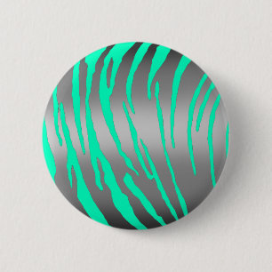 Silver Tiger Stripes Aqua Ronde Button 5,7 Cm