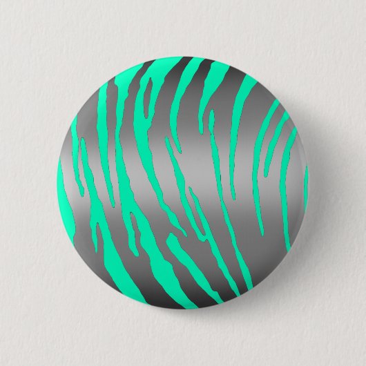 Silver Tiger Stripes Aqua Ronde Button 5,7 Cm (Voorkant)