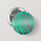 Silver Tiger Stripes Aqua Ronde Button 5,7 Cm (Voorkant /achterkant)