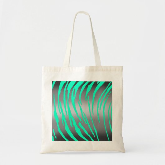 Silver Tiger Stripes Aqua Tote Bag (Voorkant)