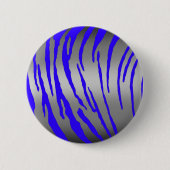 Silver Tiger Stripes Blue Ronde Button 5,7 Cm (Voorkant)
