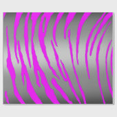 Silver Tiger Stripes roze Cadeaupapier (Vlak)