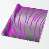 Silver Tiger Stripes roze Cadeaupapier (Uitgerold)