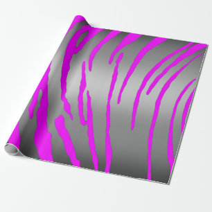Silver Tiger Stripes roze Cadeaupapier
