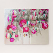 Silver Tinsel Tree met Vintage-kerstversiering Legpuzzel (Horizontaal)