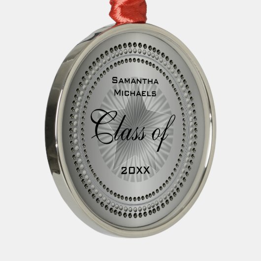 Silver Tone Class of 2023 Star Afstuderen Ornament (Rechts)