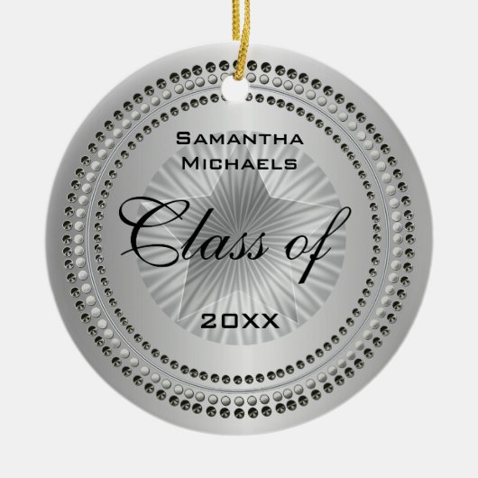 Silver Tone Class of 2023 Star Photo Afstuderen Keramisch Ornament (Voorkant)