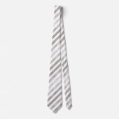 Silver Tone en White Striped Pattern Stropdas (Voorkant)