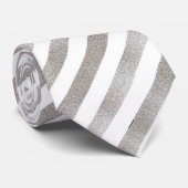 Silver Tone en White Striped Pattern Stropdas (Opgerold)
