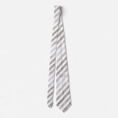 Silver Tone en White Striped Pattern Stropdas (Achterkant)
