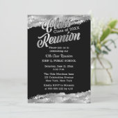 Silver Tone Modern Class Reunion Party Kaart (Staand voorkant)