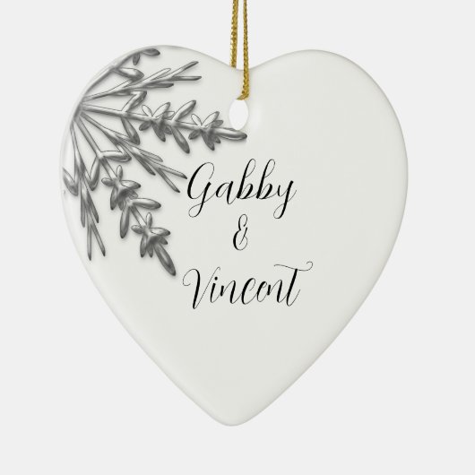 Silver Tone Snowflake Winter Wedding Keramisch Ornament (Rechts)