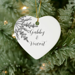 Silver Tone Snowflake Winter Wedding Keramisch Ornament