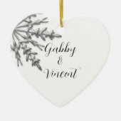 Silver Tone Snowflake Winter Wedding Keramisch Ornament (Voorkant)