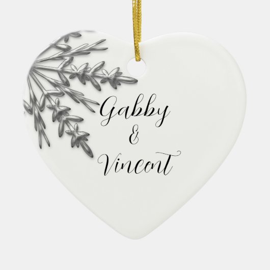 Silver Tone Snowflake Winter Wedding Keramisch Ornament (Voorkant)