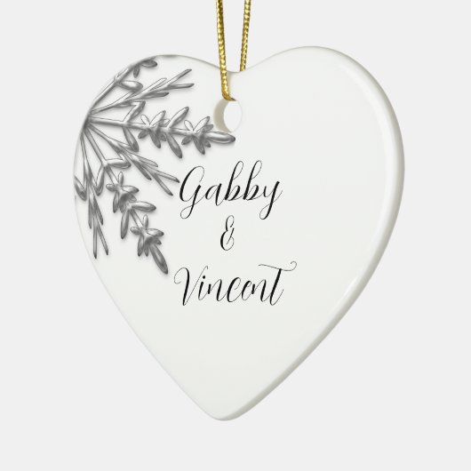 Silver Tone Snowflake Winter Wedding Keramisch Ornament (Links)