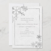 Silver Tone Snowflakes Vakantie Winter Uitnodiging (Voorkant)