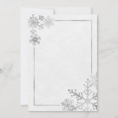 Silver Tone Snowflakes Vakantie Winter Uitnodiging (Achterkant)