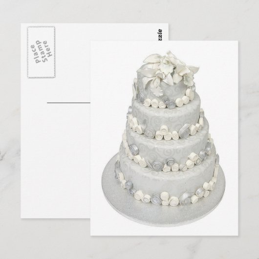 Silver Tone Wedding Cake Briefkaart (Voorkant / Achterkant)