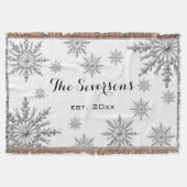 Silver Tone Winter Sneeuwvlokken op Wit Deken (Voorkant)