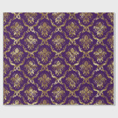 Silver Tones Floral Pattern Purple Background Cadeaupapier (Vlak)