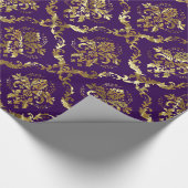 Silver Tones Floral Pattern Purple Background Cadeaupapier (Hoek)