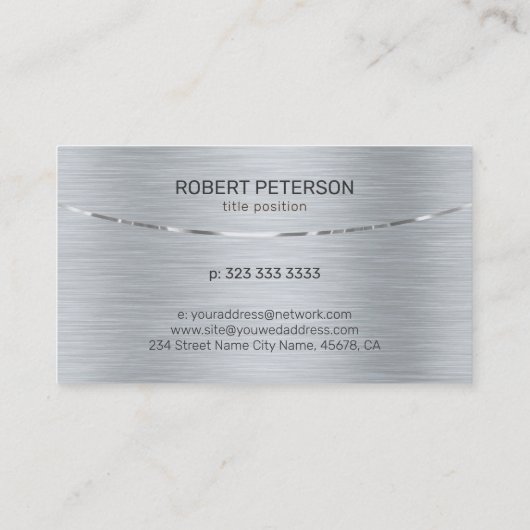 Silver tones Metallic Texture Afbeelding Visitekaartje (Achterkant)