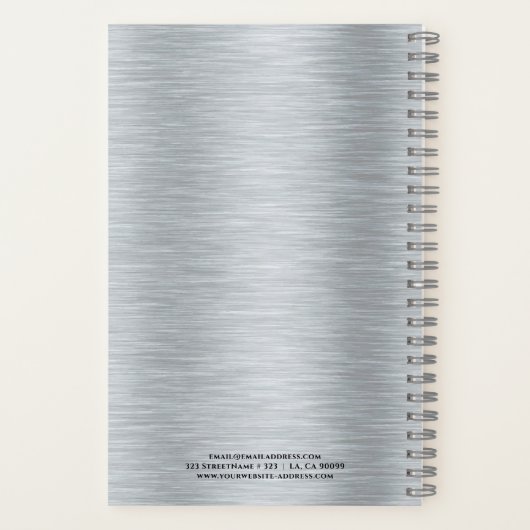 Silver tones metallisch geborsteld aluminium textu notitieboek (Achterkant)