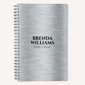 Silver tones metallisch geborsteld aluminium textu notitieboek (Voorkant)