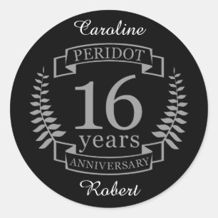 Silver Traditional bruiloft 16 jaar Ronde Sticker
