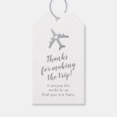 Silver Travel Theme Airplane Destination Wedding Cadeaulabel (Voorkant)