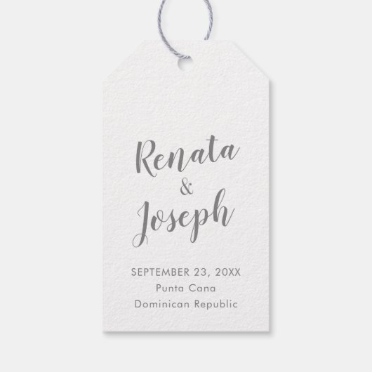 Silver Travel Theme Airplane Destination Wedding Cadeaulabel (Achterkant)